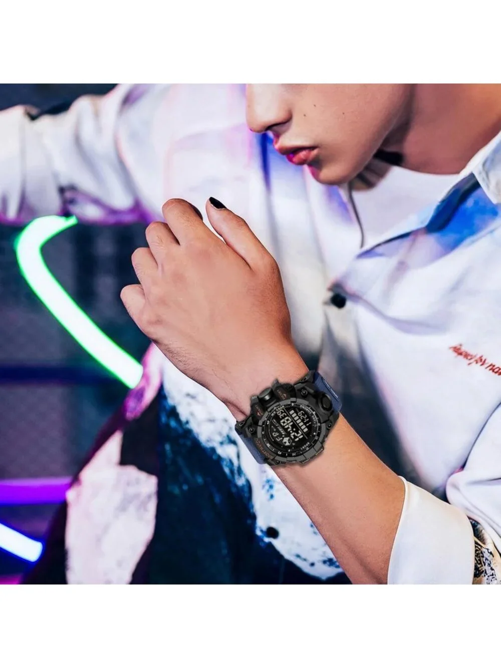 Men's Blue Analog Quartz Electronic Military Multifunction LED Digital Watch